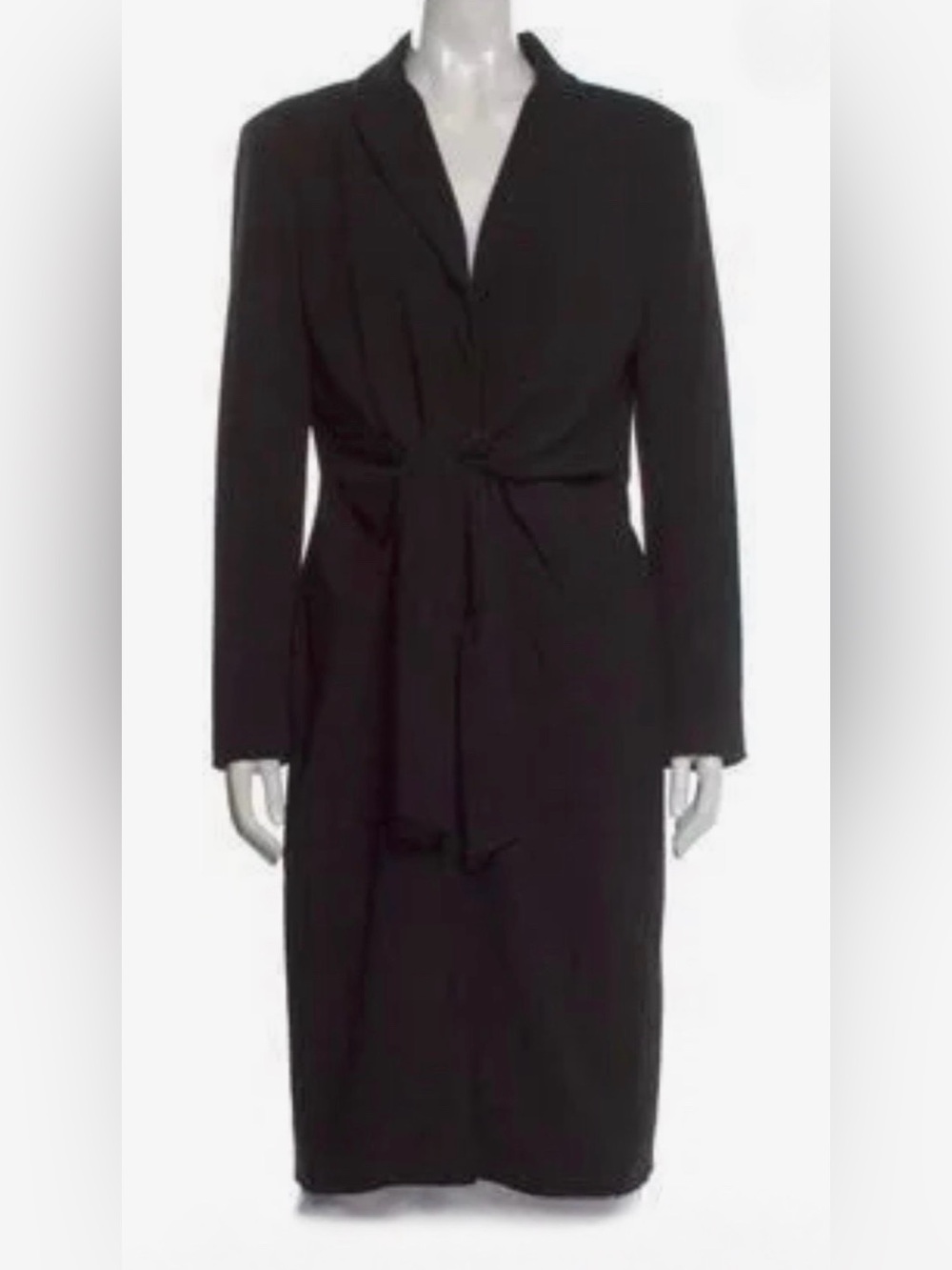 Donna Karan Black Long-Sleeve Tie-Waist Dress